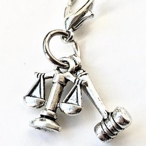 Law Charm Clip On Charm Zipper Pull Gavel Scales Lawyer Attorney Gift Paralegal